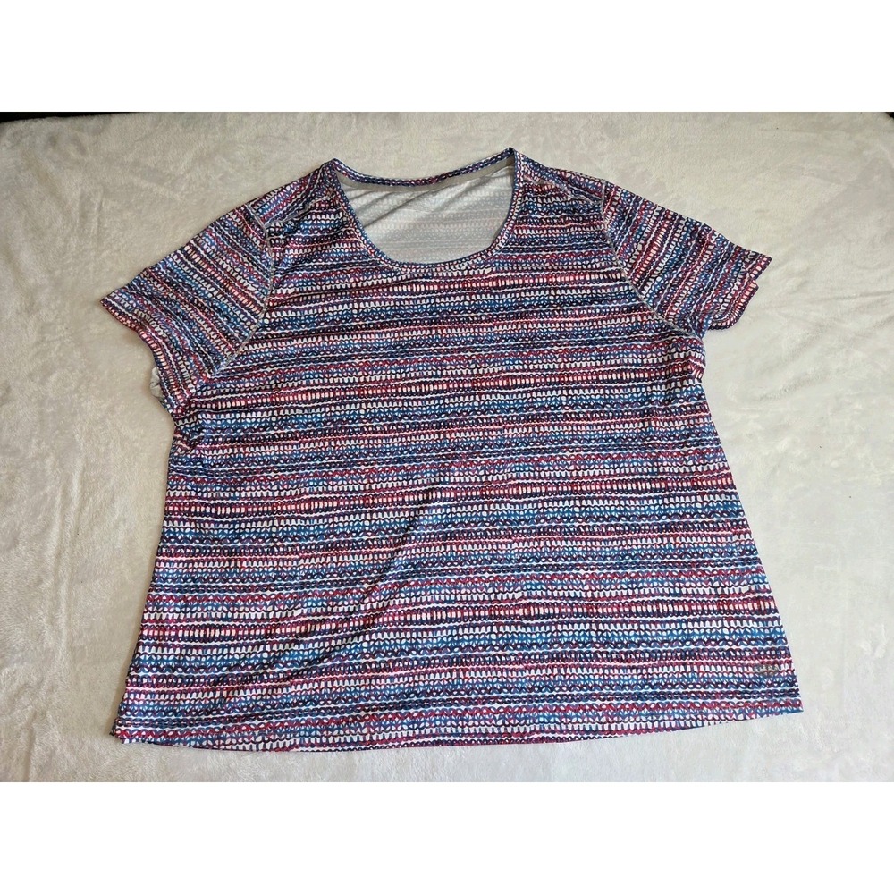375 Amazon Essentials XXL Red Blue Abstract Print Short Sleeve Top